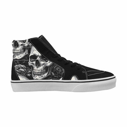 WOMEN'S Skulls Roses Black Ink High Top Canvas Dreamcore Custom Shoes