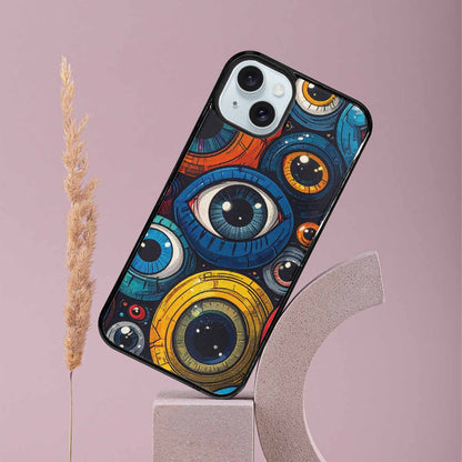 iPhone 15 Plus Case — Cartoon Eyeballs, Custom Printed Phone Case