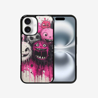 iPhone 16 Case — Monsters General Black Pink Ink Cartoon, Customized Protective Case
