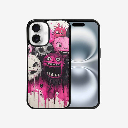 iPhone 16 Case — Monsters General Black Pink Ink Cartoon, Customized Protective Case