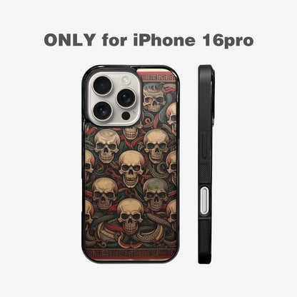iPhone 16 Pro Case — Traditional Tattoo Style Skulls Entwined With, Personalized Phone Case