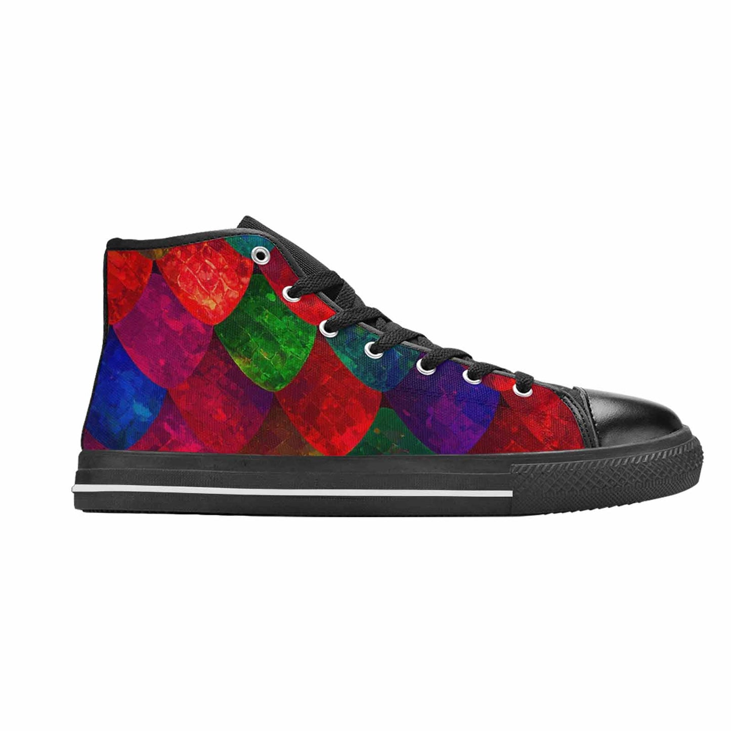 MEN'S Dark Snake Print High Top Canvas Aesthetic Shoes