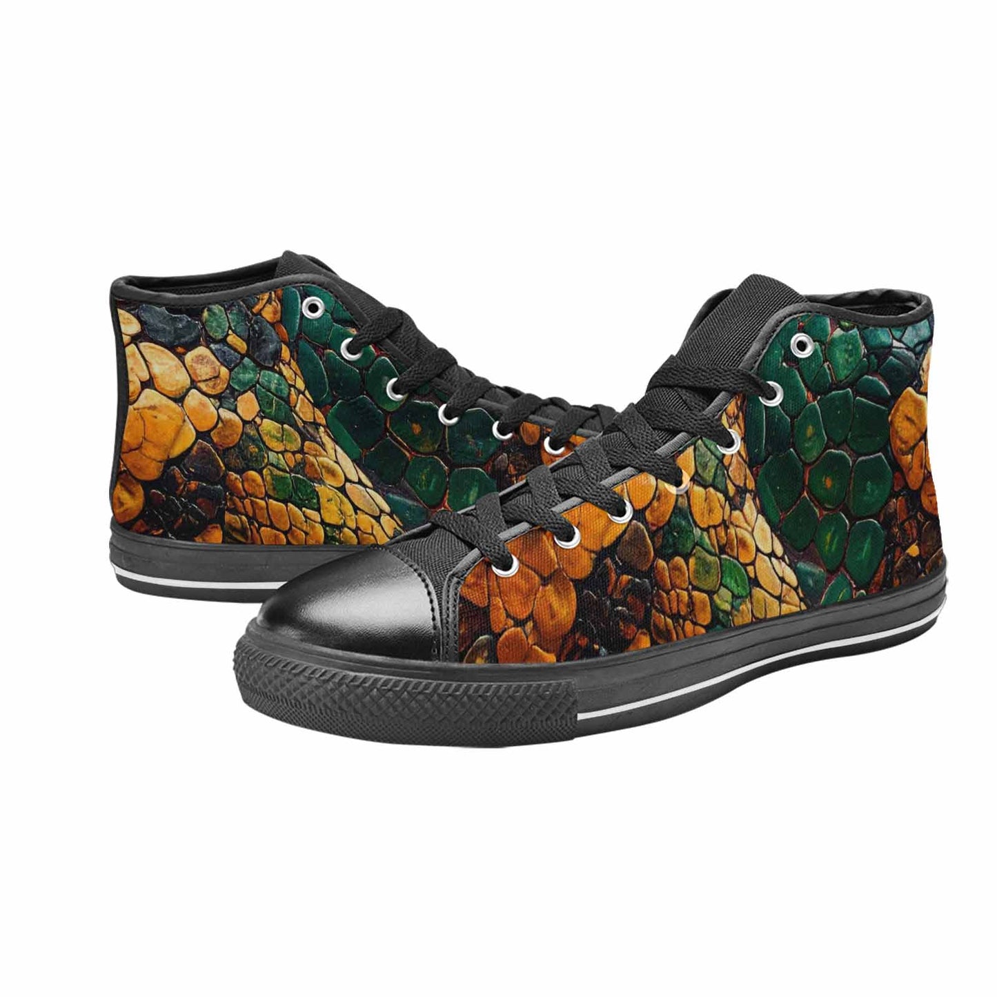 MEN'S Snake Skin Reptile High Top Canvas Cottagecore Custom Sneakers