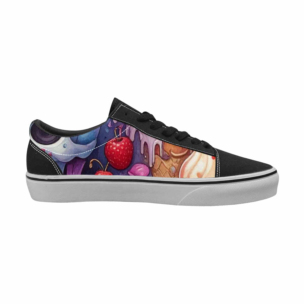 WOMEN'S Ice Cream Monsters  Lace-Up Canvas Kaleidoscope Custom Sneakers