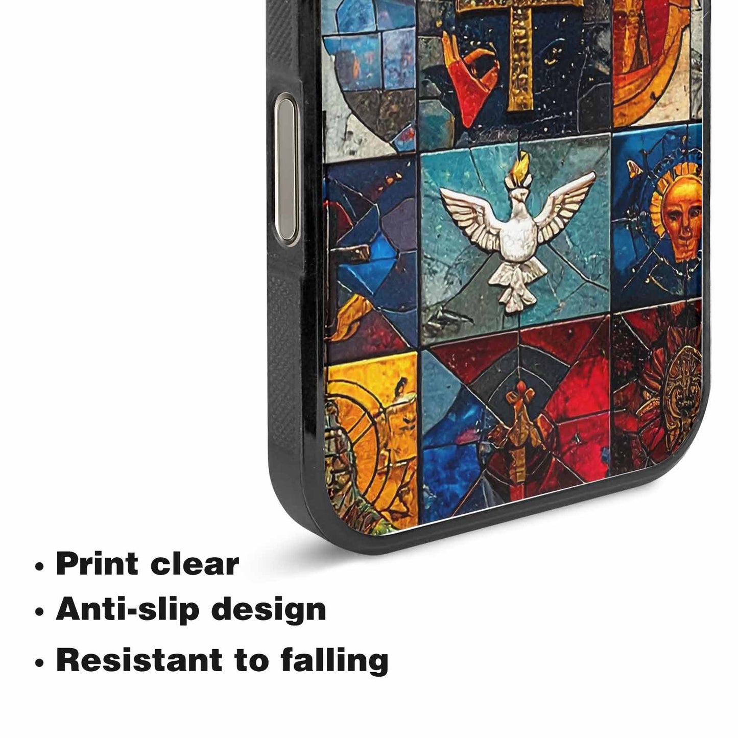 iPhone 15 Pro Max Case — Jesus Face Small Cross And Faith, Custom Printed Phone Case