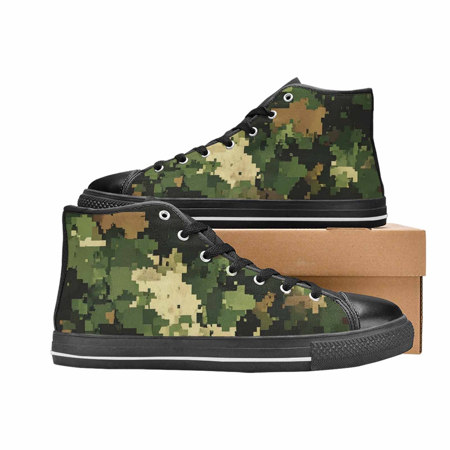 WOMEN'S Military Camouflage Blotch High Top Canvas Neon Fantasy Custom Sneakers