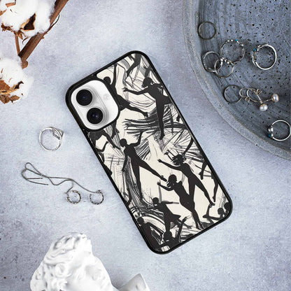iPhone 16 Plus Case — Bold Dancing Figure Line Art Pattern, Unique Phone Case Design