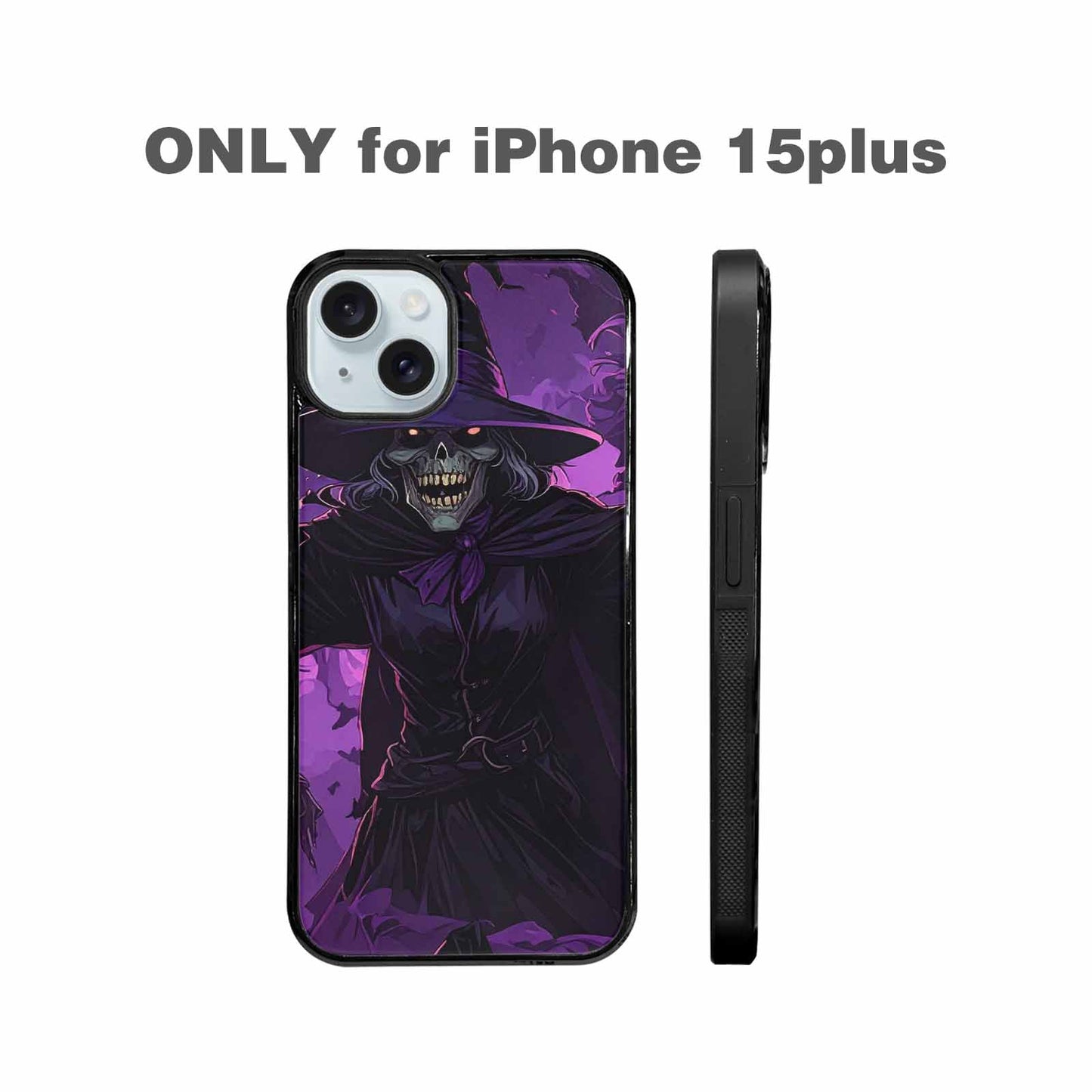 iPhone 15 Plus Case — Scary Horror Halloween Art Print Edge, Customized Protective Case