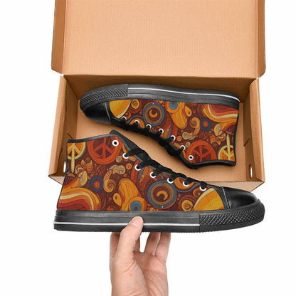 MEN'S Groovy 70S Peace High Top Canvas Dreamcore Custom Sneakers