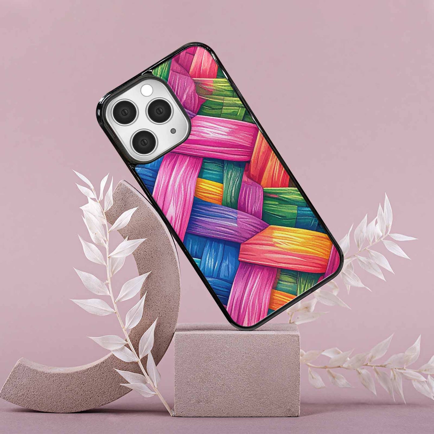iPhone 15 Pro Max Case — Polysexual Flag Color Theme Small Rainbow, Custom Printed Phone Case