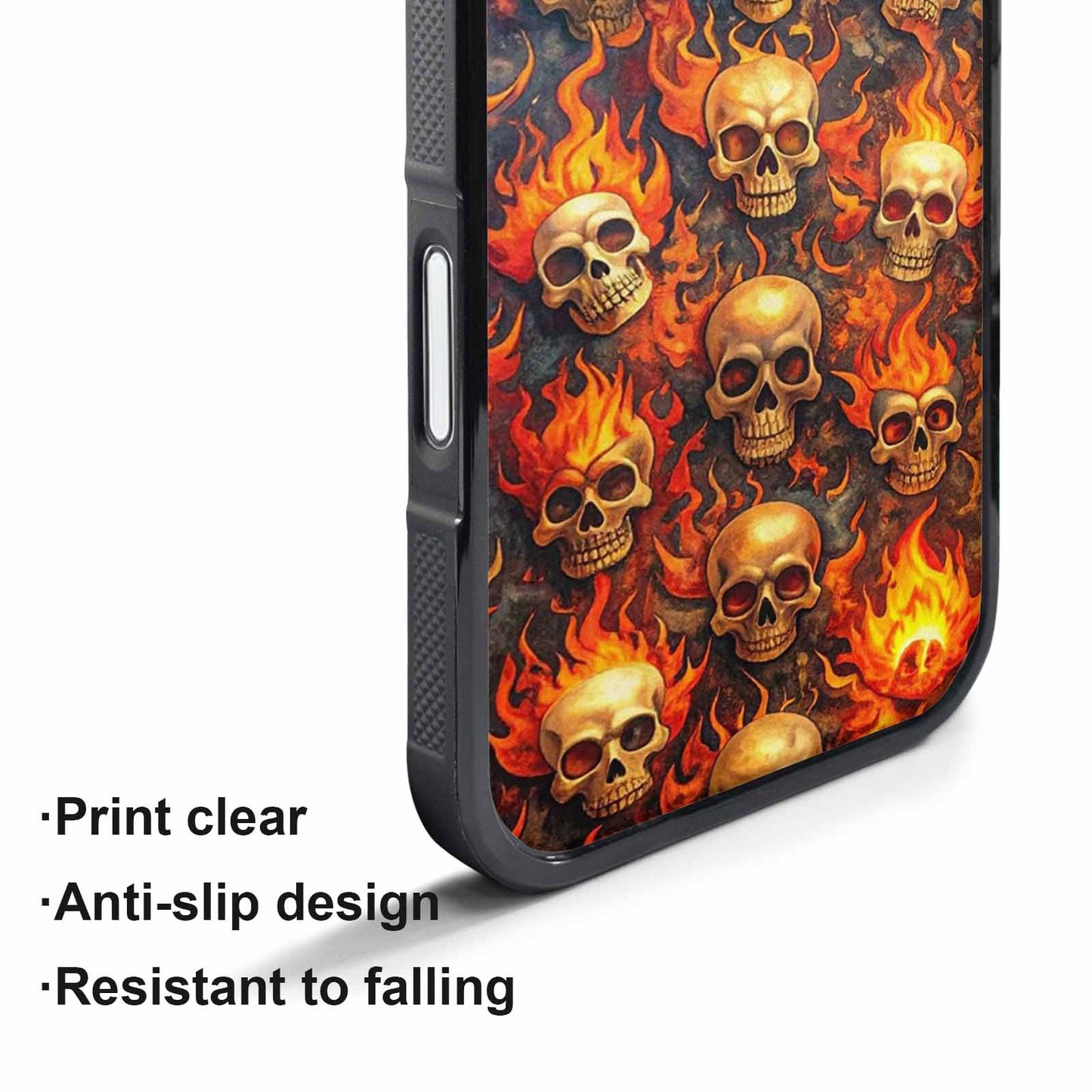 iPhone 17 Pro Case — Skulls Flaming Skulls Small Skull Gothic, Custom Designed Case Cover