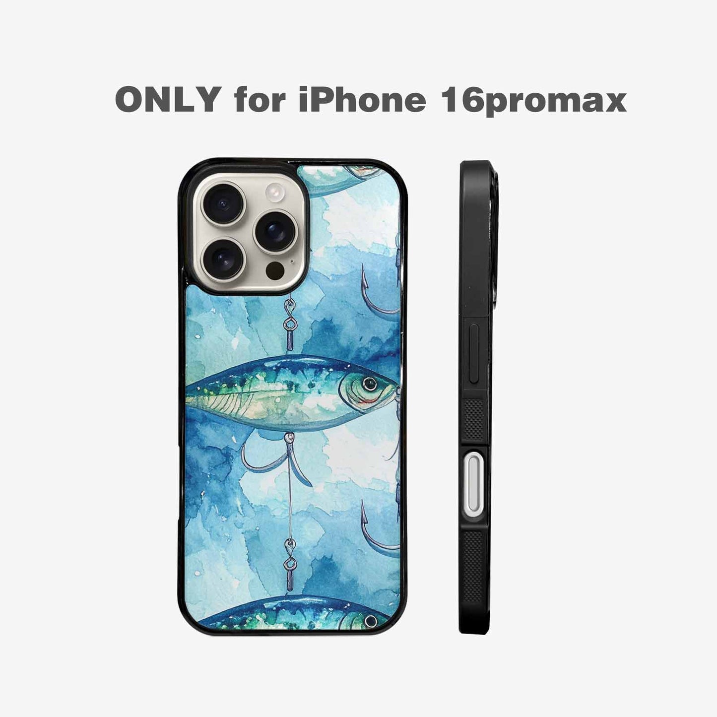 iPhone 16 Pro Max Case — Fishing Lure And Hook Pattern Seamless, Customized Protective Case