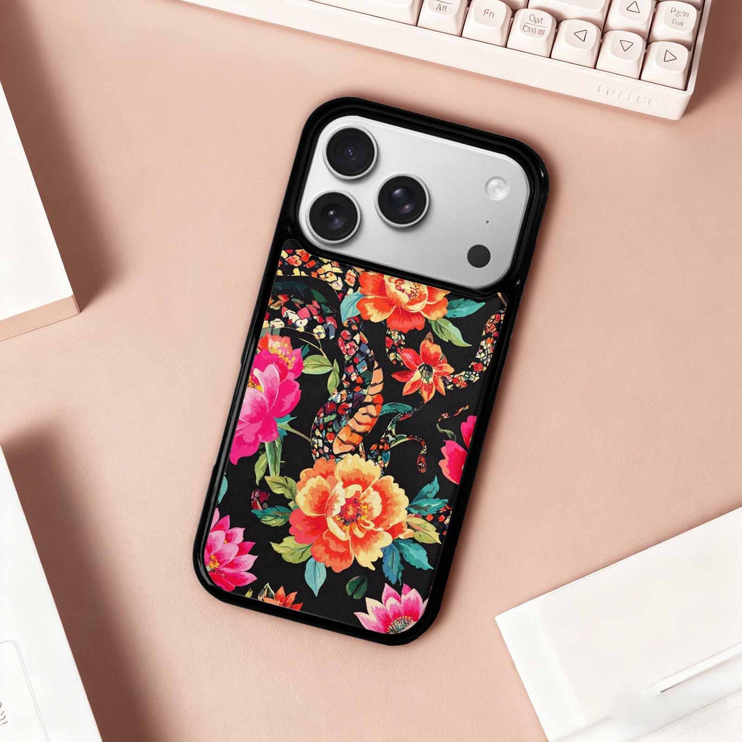 iPhone 17 Pro Case — Snakes Print Floral Seamless Pattern Floral, Custom Printed Phone Case