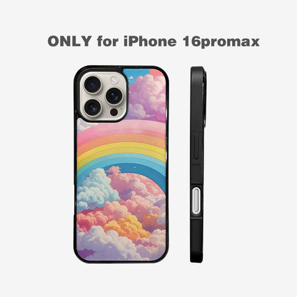 iPhone 16 Pro Max Case — Cloud And Rainbow Burst Pattern Hundreds, Unique Phone Case Design