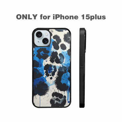 iPhone 15 Plus Case — Animal Print Black Blue Ink Animal, Customized Protective Case