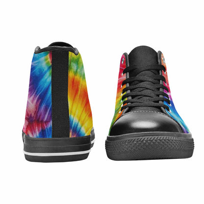 WOMEN'S Tie Dye Rainbow Spiral High Top Canvas Surreal Shoes