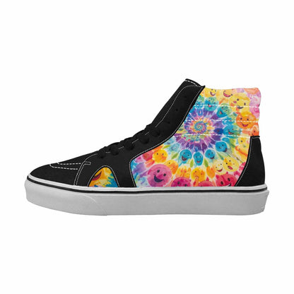 MEN'S Smiley Facessmiley Faces  High Top Canvas Grunge Custom Shoes