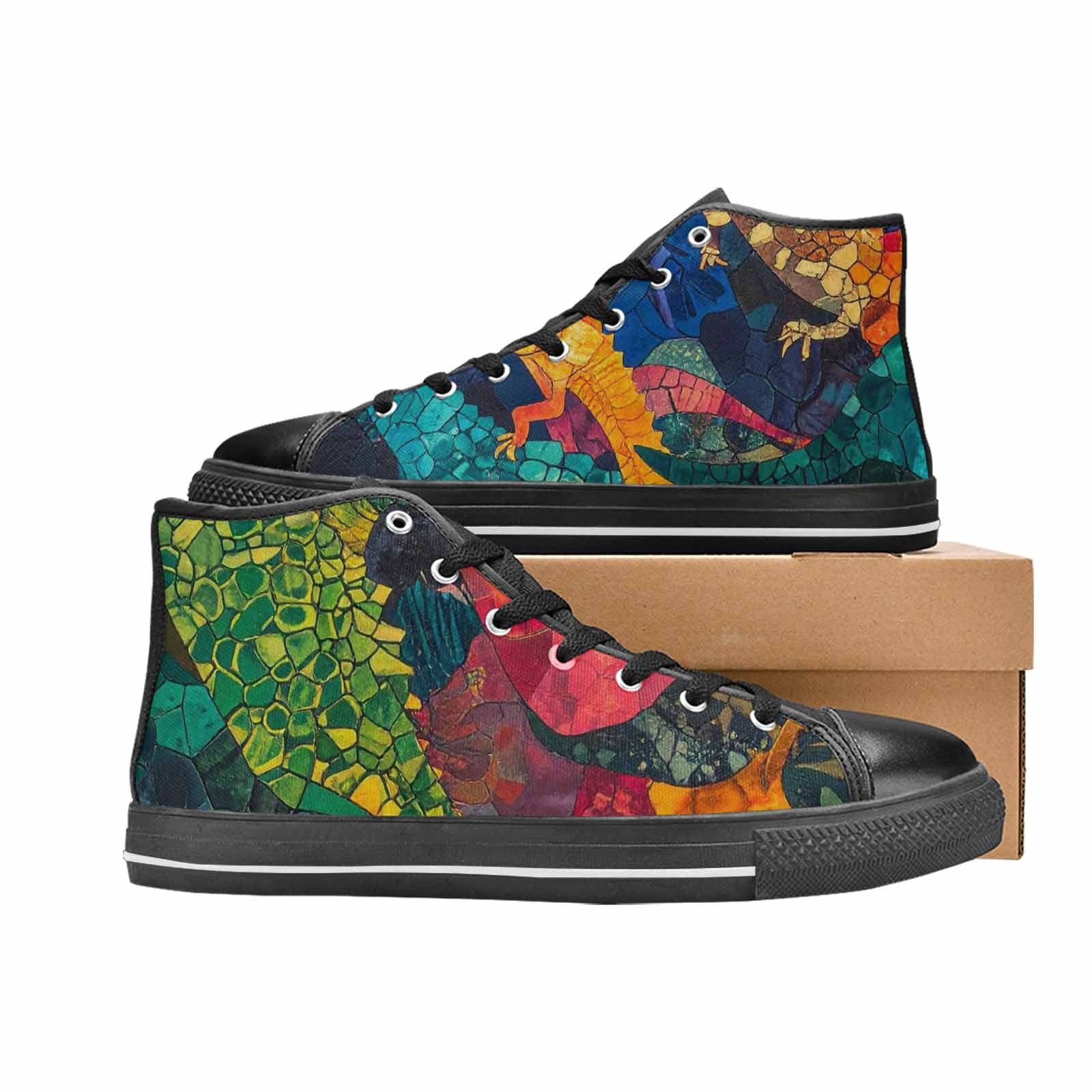 WOMEN'S Dinosaur Silhouette High Top Canvas Grunge Shoes