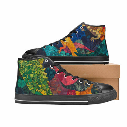 WOMEN'S Dinosaur Silhouette High Top Canvas Grunge Shoes