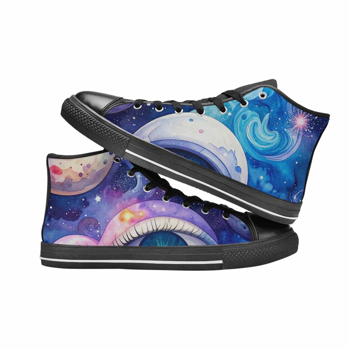 MEN'S Cartoon Eyeballs Galaxy High Top Canvas Cottagecore Sneakers