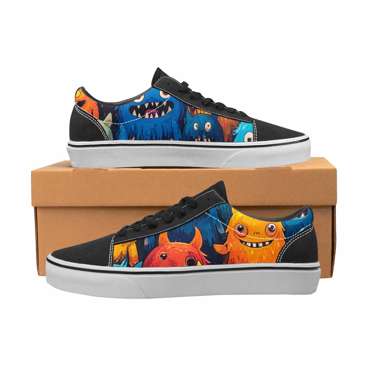WOMEN'S Monsters (general) Cartoon Monst Lace-Up Canvas Vibrant Chaos Sneakers