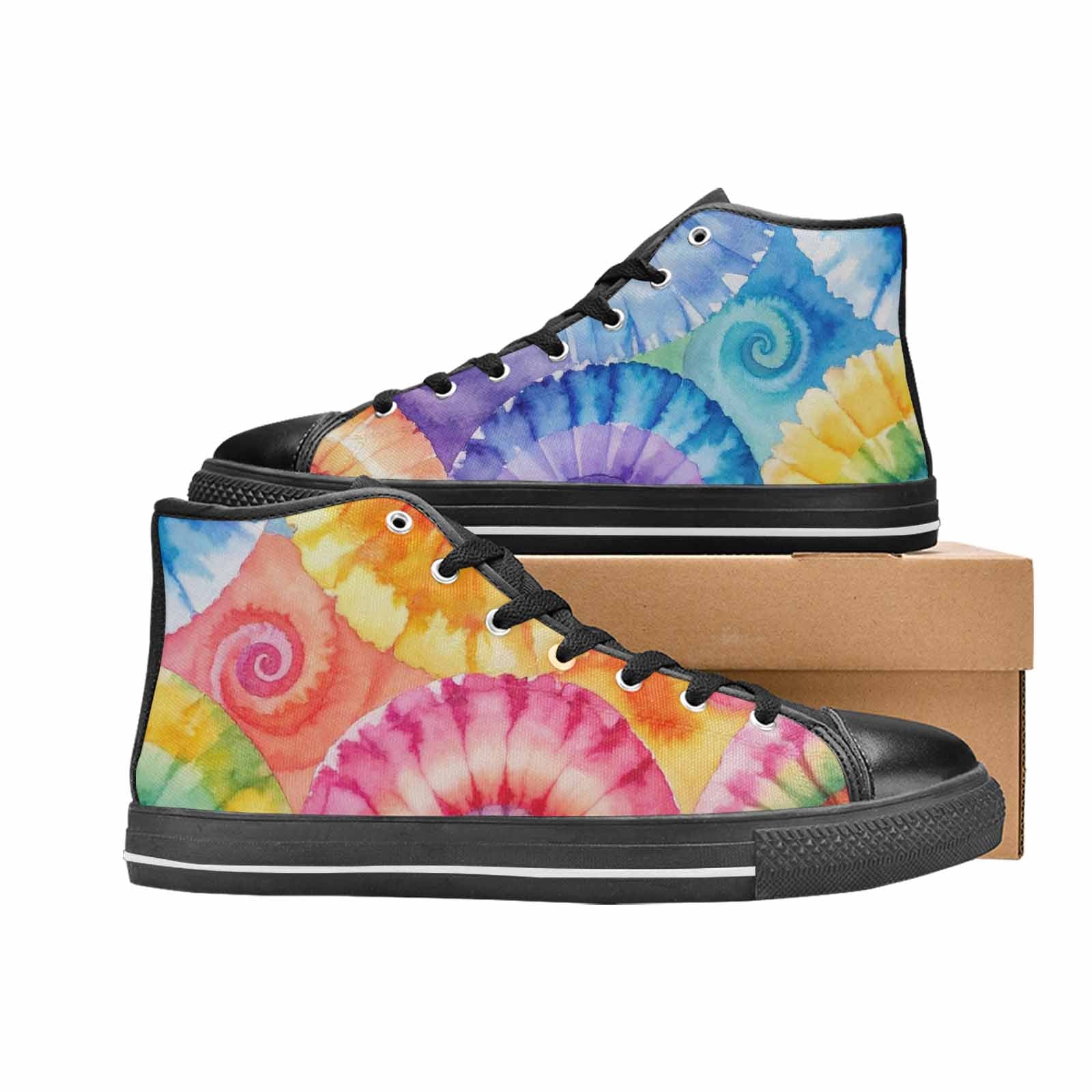 MEN'S Tie Dye Swirl High Top Canvas Vivid Custom Shoes