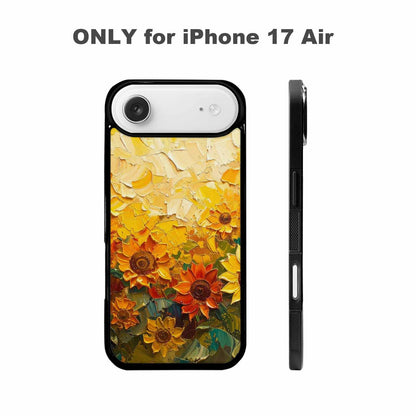 iPhone 17 Air Case — Impressionist Sunflower Brushstroke Pattern Hundreds Floral, Customized Protective Case