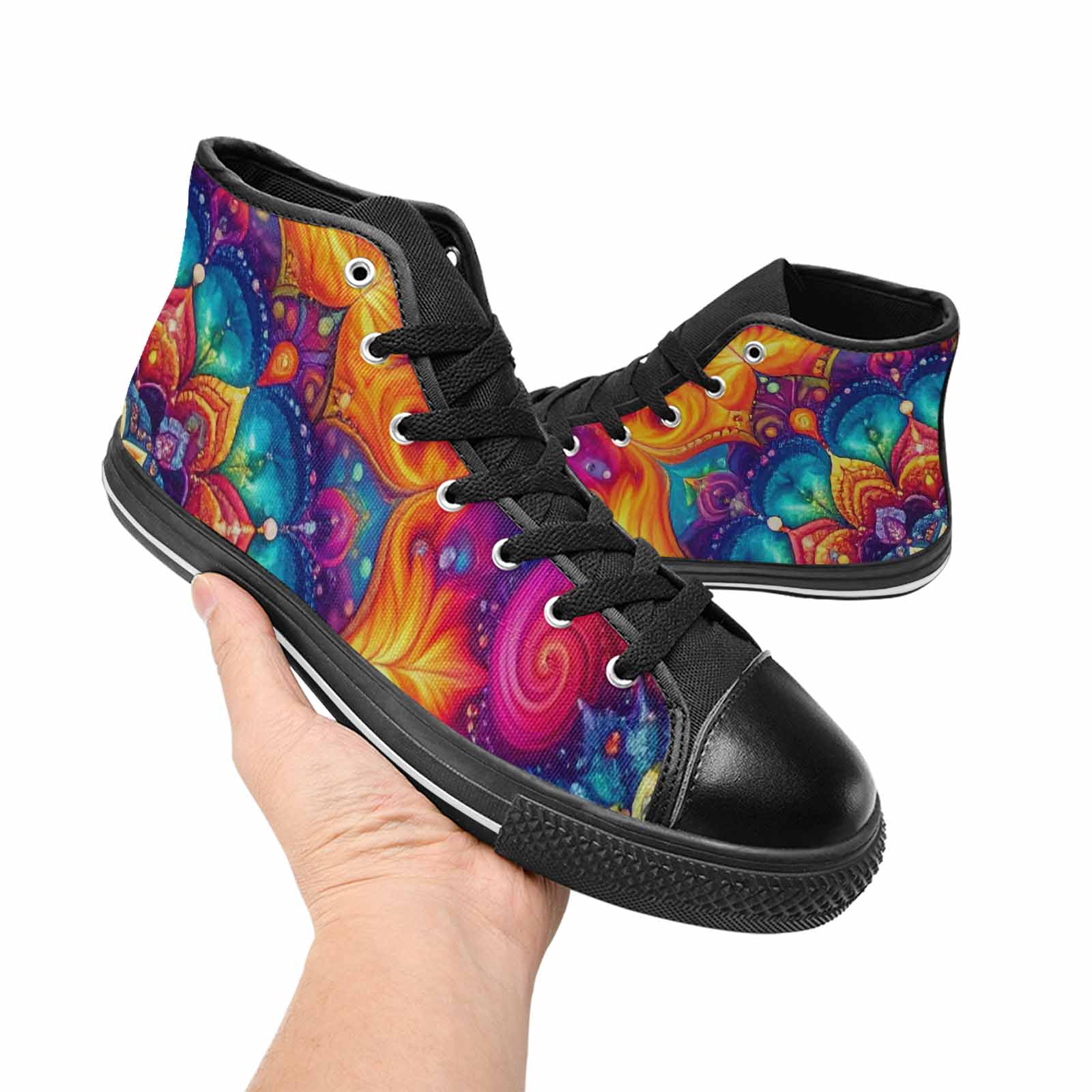 WOMEN'S Tie Dye Mandala High Top Canvas Y2K Custom Sneakers