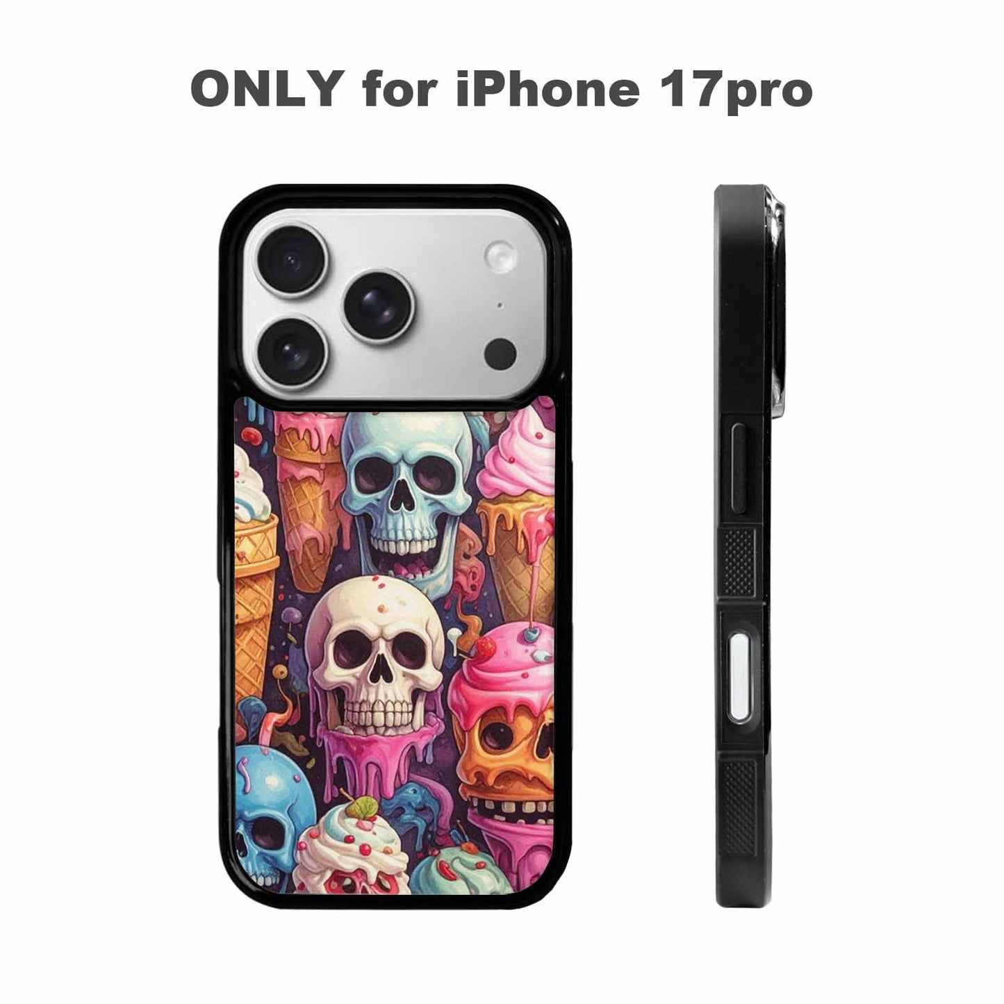 iPhone 17 Pro Case — Ice Cream Monsters Skullsmelti Gothic Skulls, Custom Printed Phone Case