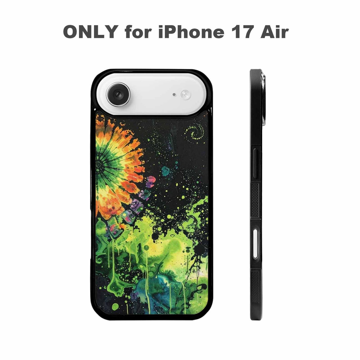 iPhone 17 Air Case — Black Green Ink Tie Dye Tie, Customized Protective Case