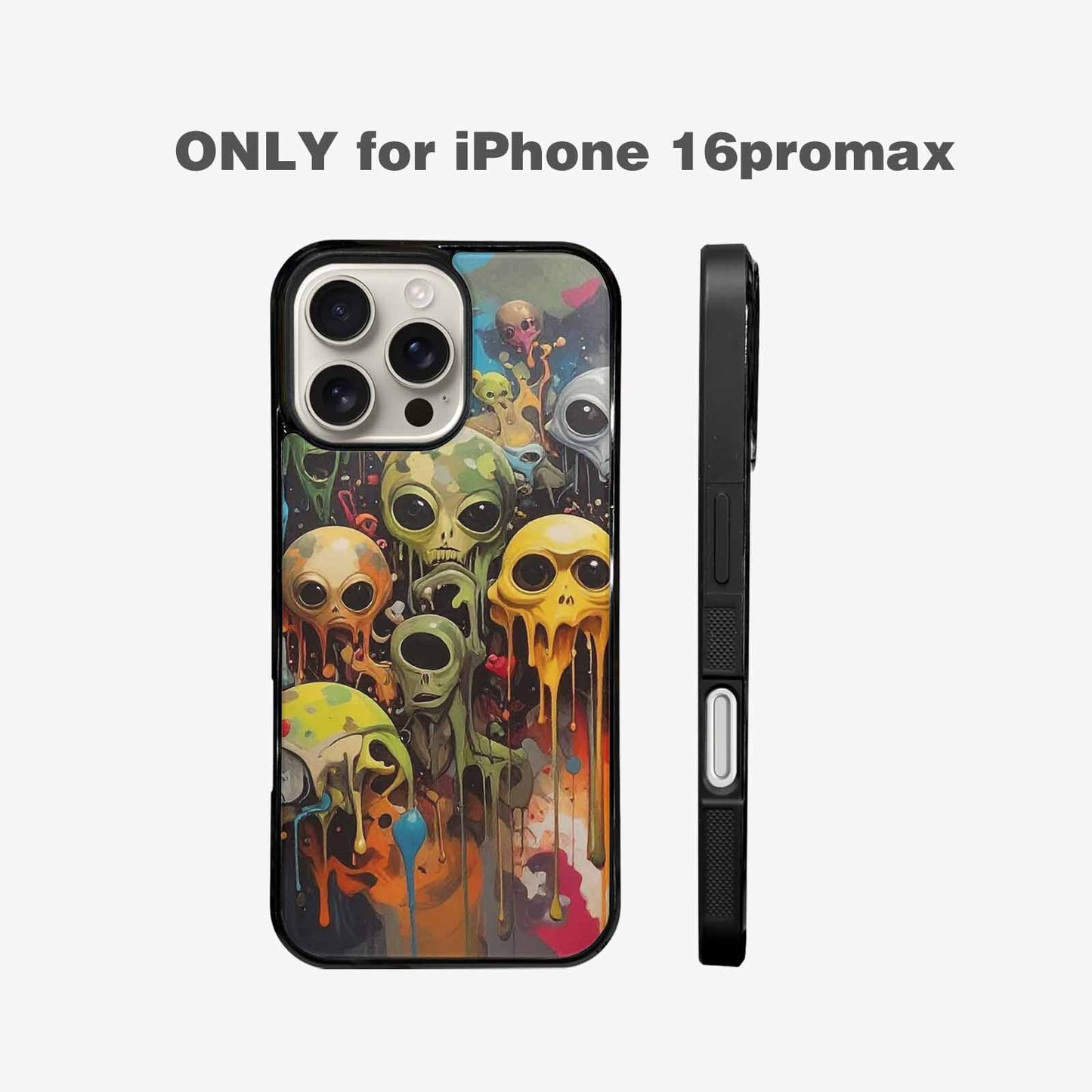 iPhone 16 Pro Max Case — Aliens Camomelting Aliens Patt, Custom Printed Phone Case