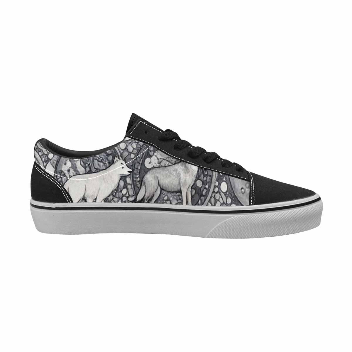WOMEN'S Wolves Everywhere Collage Canvas Lace-Up Vivid Shoes