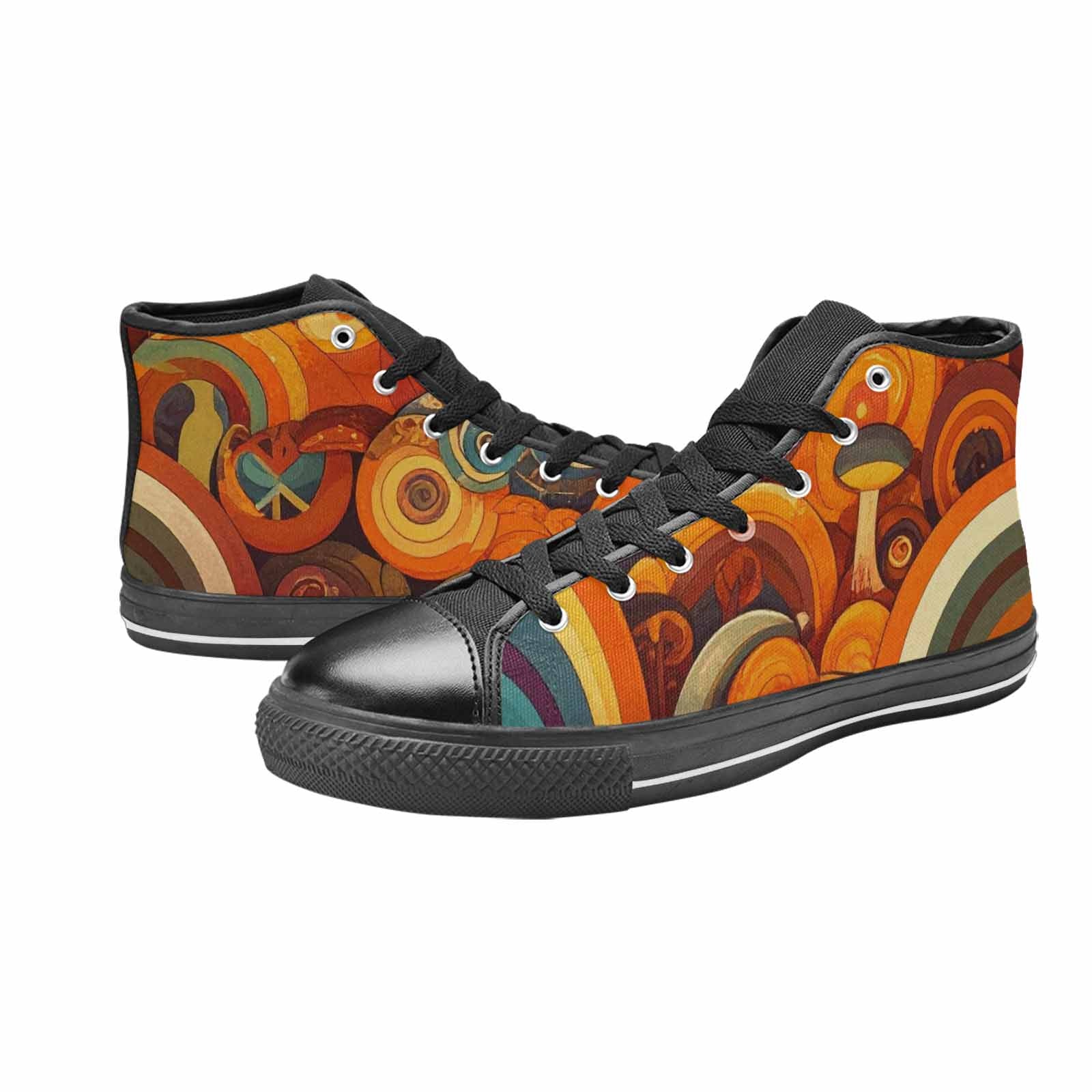 MEN'S Groovy 70S Peace High Top Canvas Wallpaper Art Sneakers