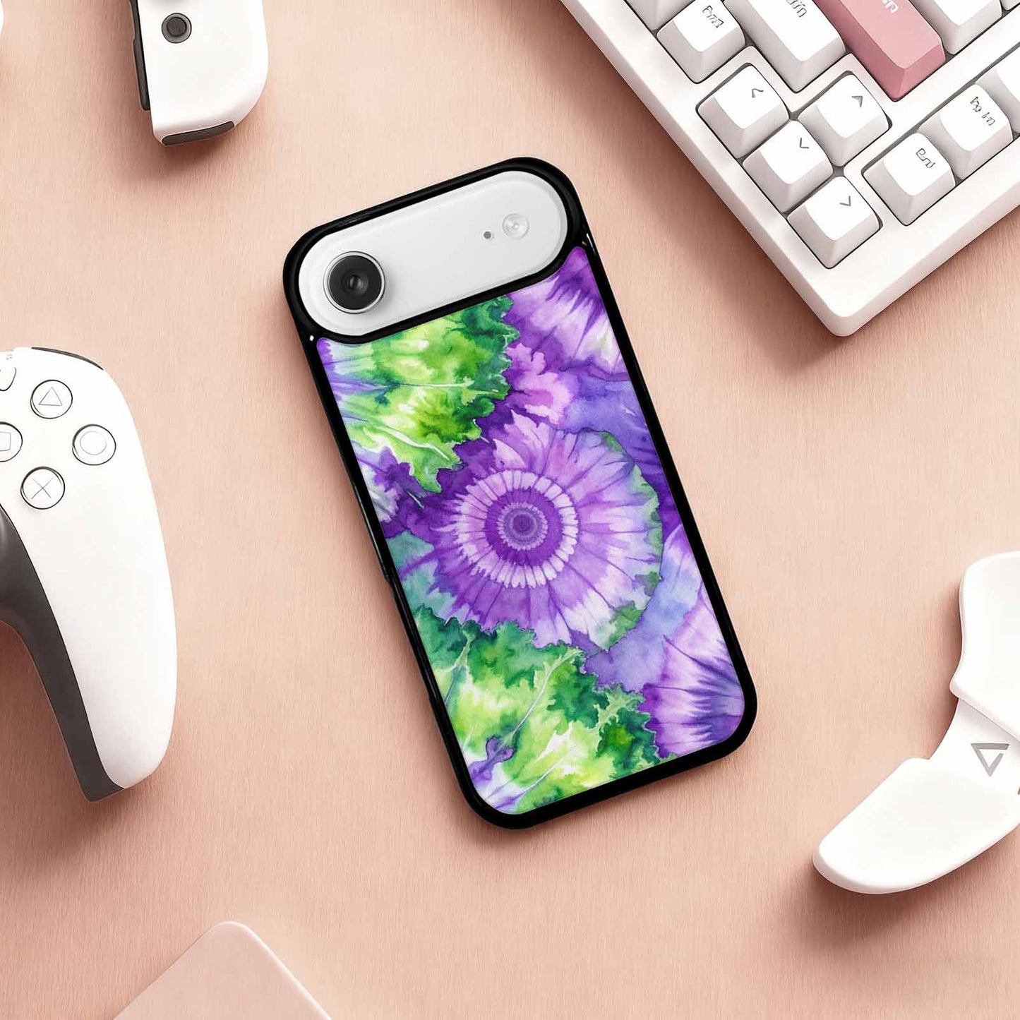 iPhone 17 Air Case — Tie Dye Purple Green Blended Tie, Personalized Phone Case