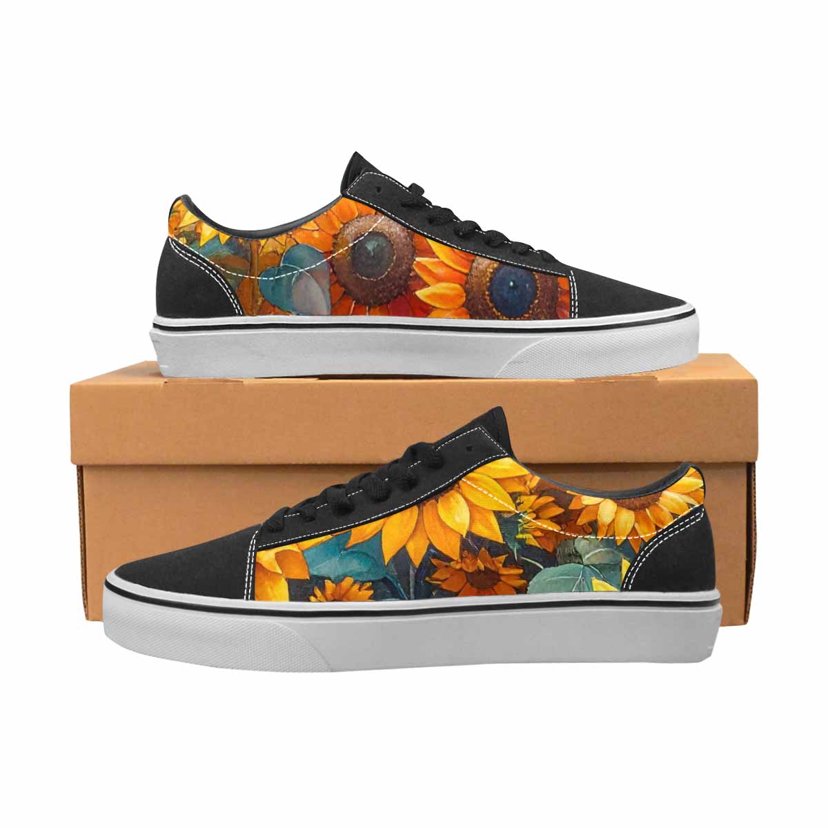 WOMEN'S Sunflower Burst Lace-Up Canvas Vivid Custom Sneakers