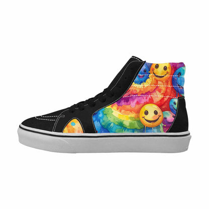 MEN'S Smiley Facessmiley Faces  High Top Canvas Melting Art Sneakers