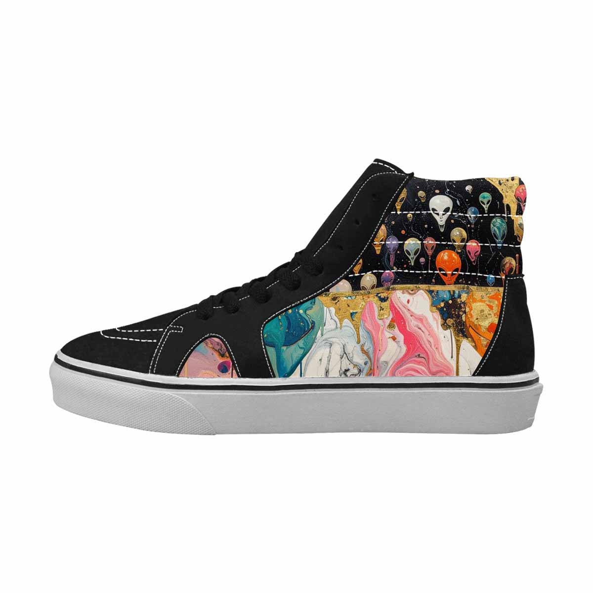 MEN'S Aliens  Marble Aliens High Top Canvas Y2K Custom Shoes