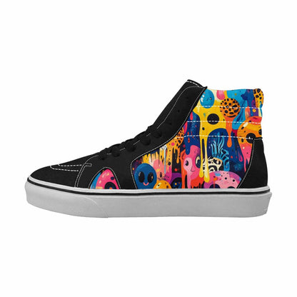 WOMEN'S Alien High Top Canvas Bold Print Wallpaper Art Shoes