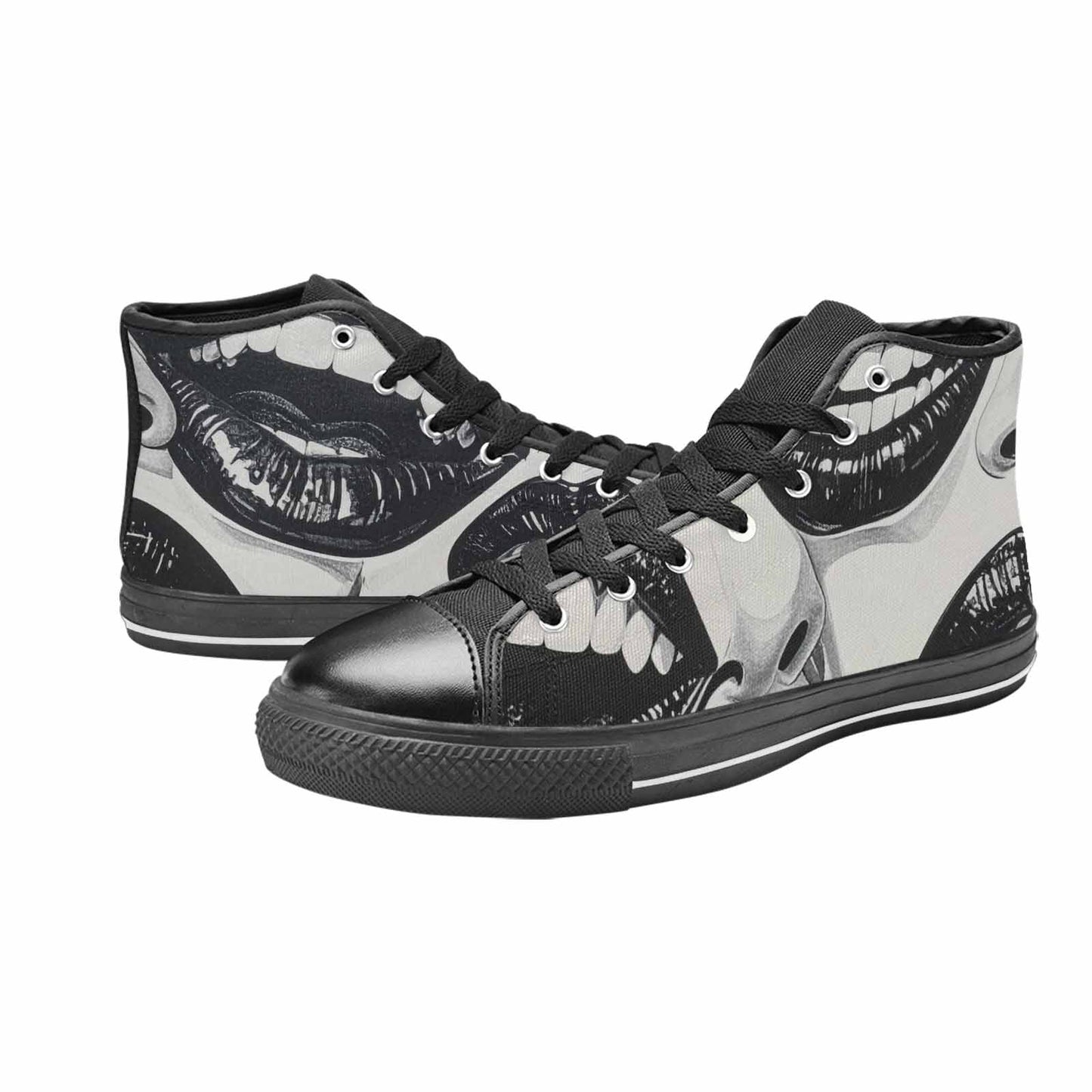 MEN'S Googly Cartoon Mouths High Top Canvas Aesthetic Custom Shoes
