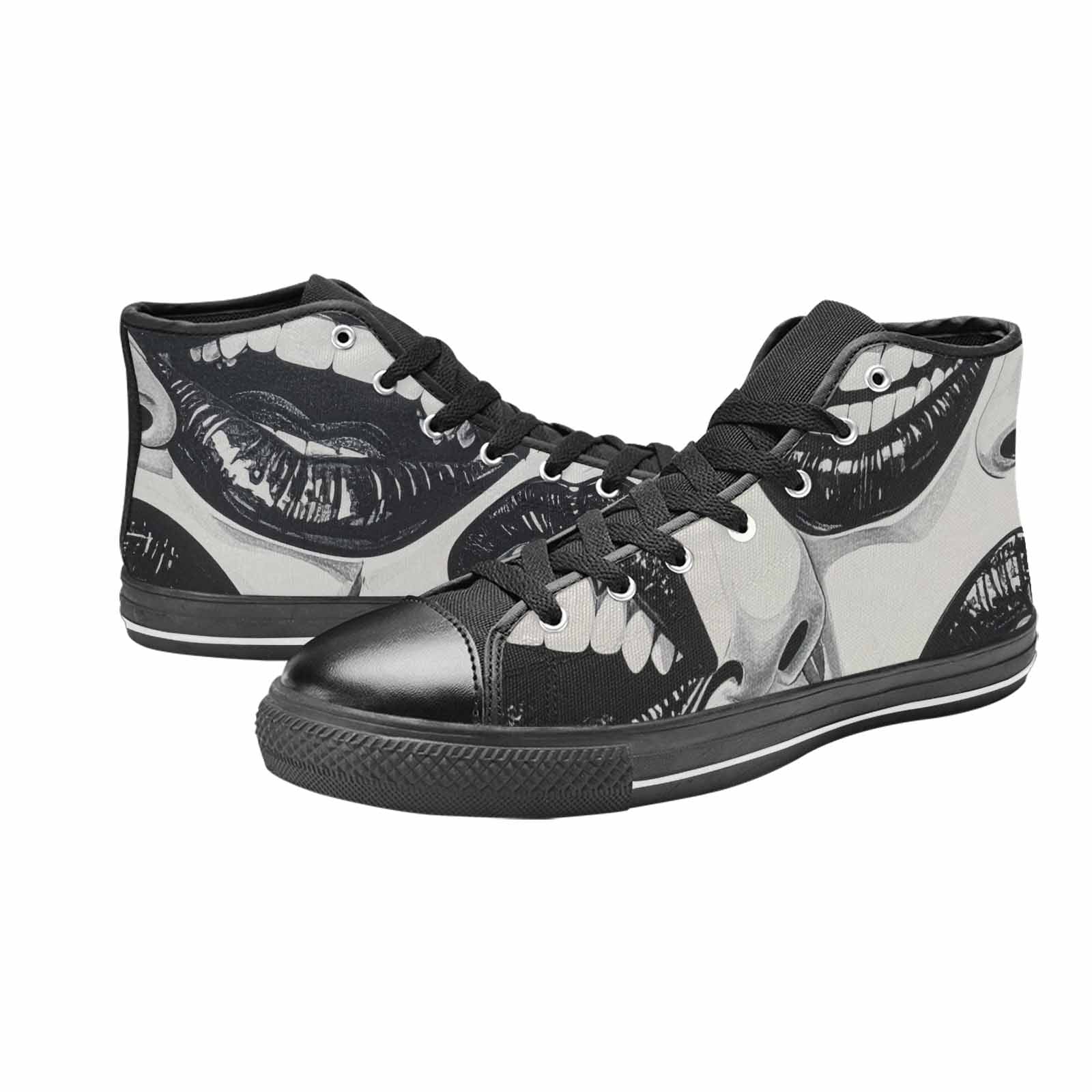 MEN'S Googly Cartoon Mouths High Top Canvas Aesthetic Custom Shoes