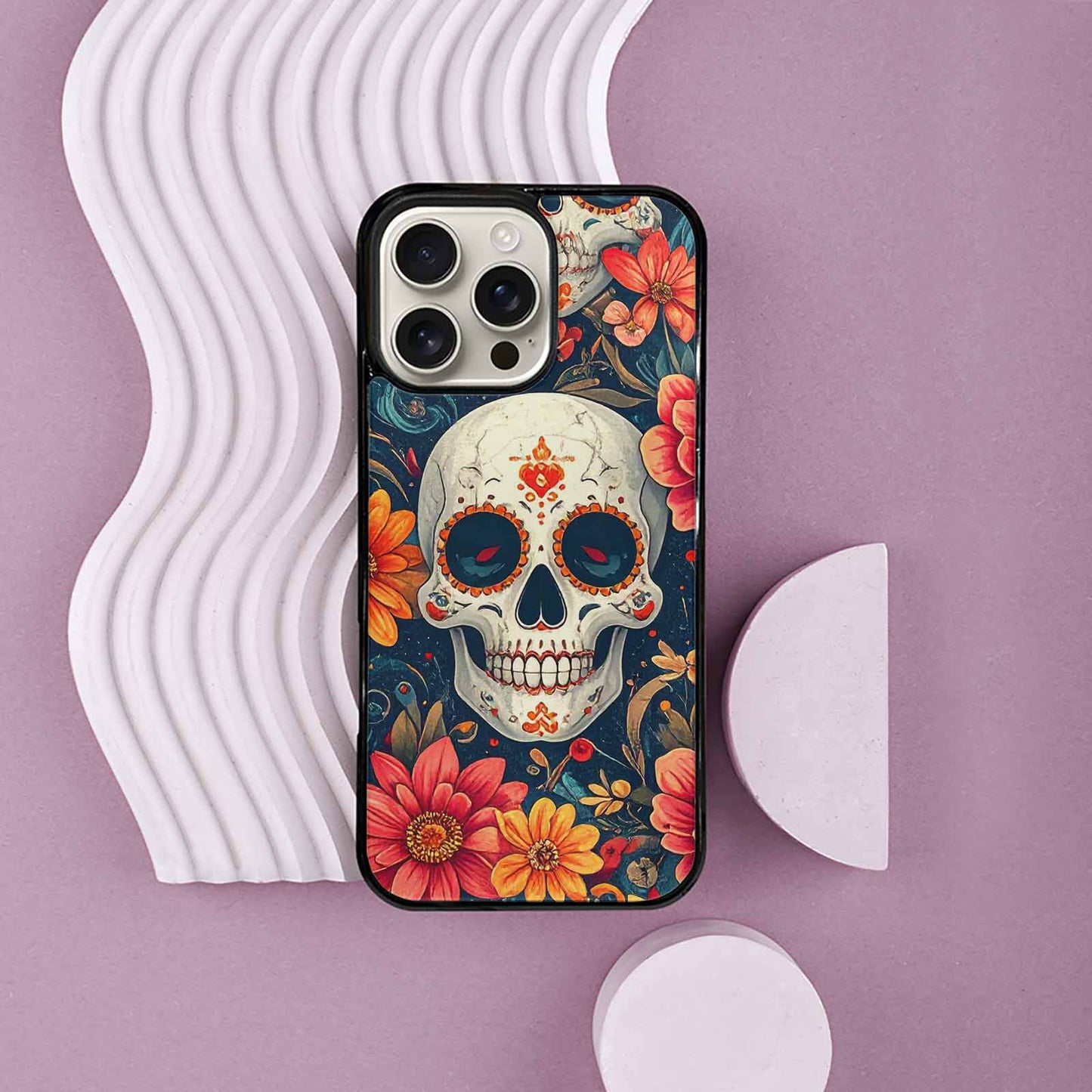 iPhone 16 Pro Max Case — Marble Skull Custom Personalized Phone Cover, Original Design Phone Case