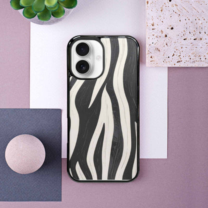 iPhone 16 Case — Modern Zebra Stripe Print Crisp Black, Customized Protective Case