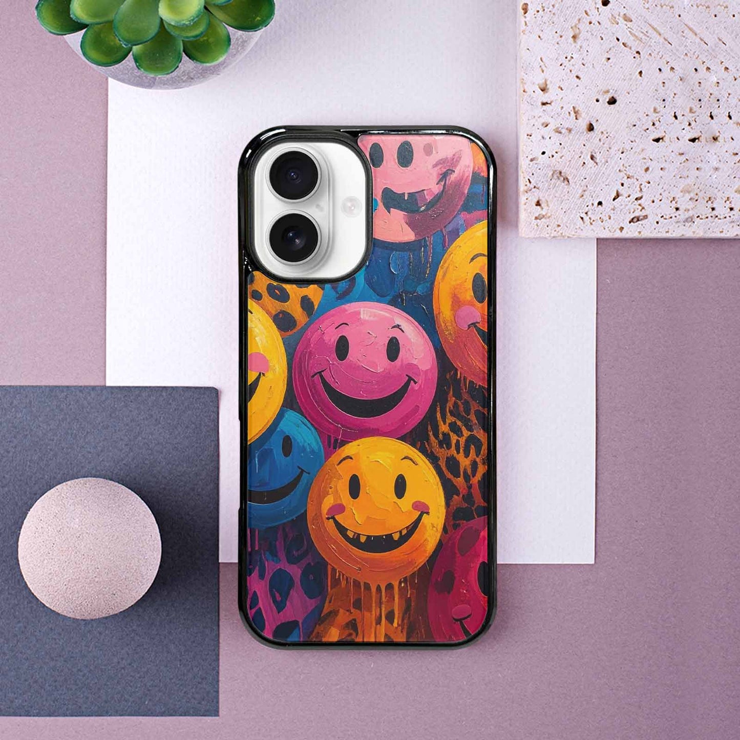 iPhone 16 Case — Smiley Faces Animal Printsmile P7v, Customized Protective Case