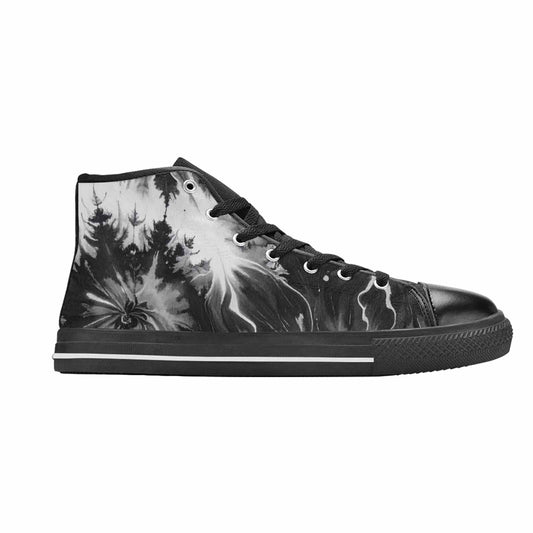 MEN'S Tie Dye Acid Wash Black White High Top Canvas Dreamcore Custom Shoes