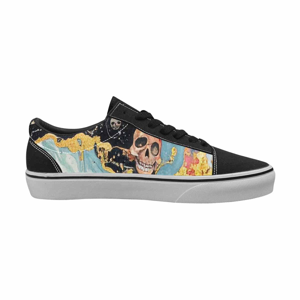 WOMEN'S Skulls  Marble Skulls Lace-Up Canvas Cottagecore Custom Sneakers