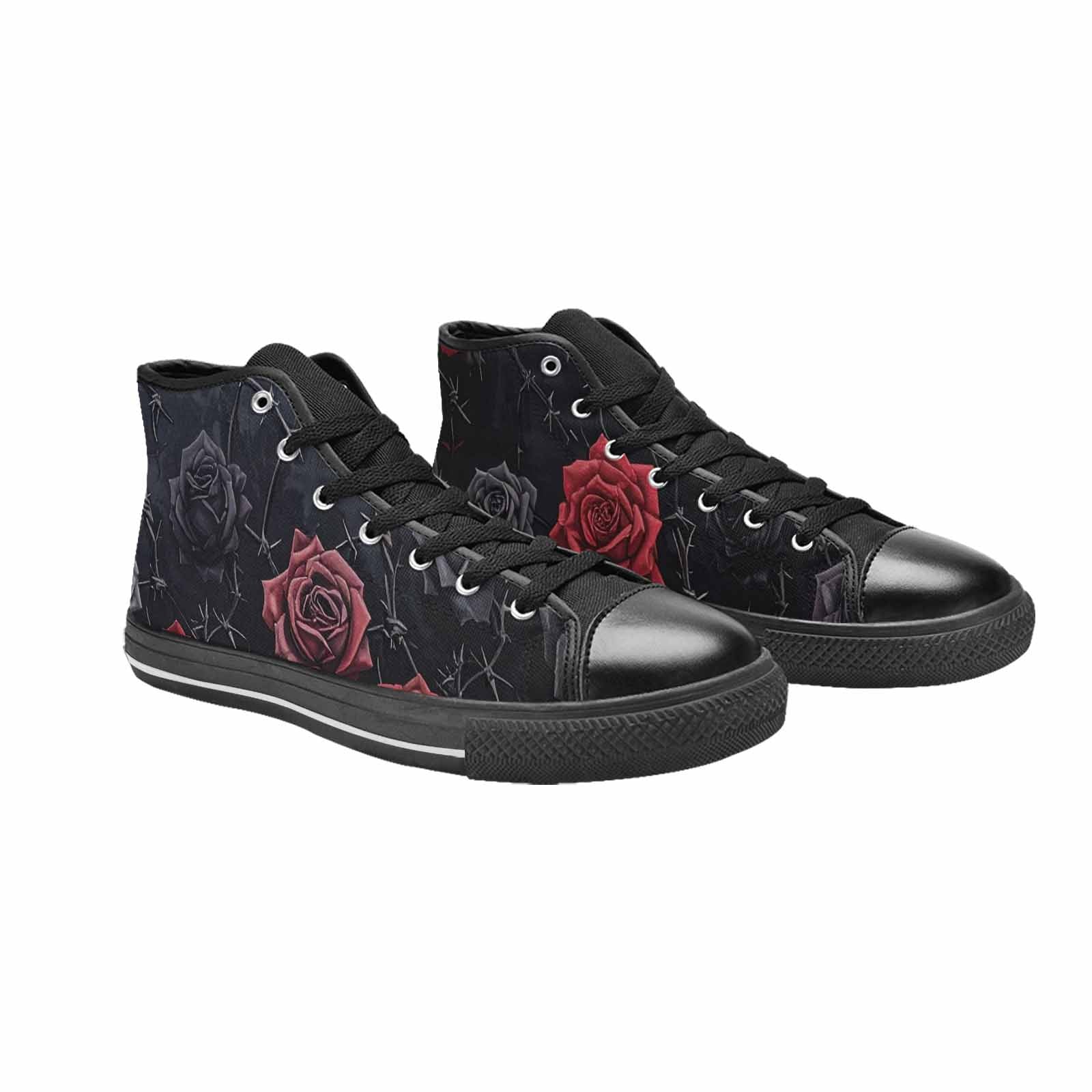 MEN'S Black Gothic Rose High Top Canvas Vibrant Chaos Custom Shoes