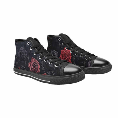 MEN'S Black Gothic Rose High Top Canvas Vibrant Chaos Custom Shoes