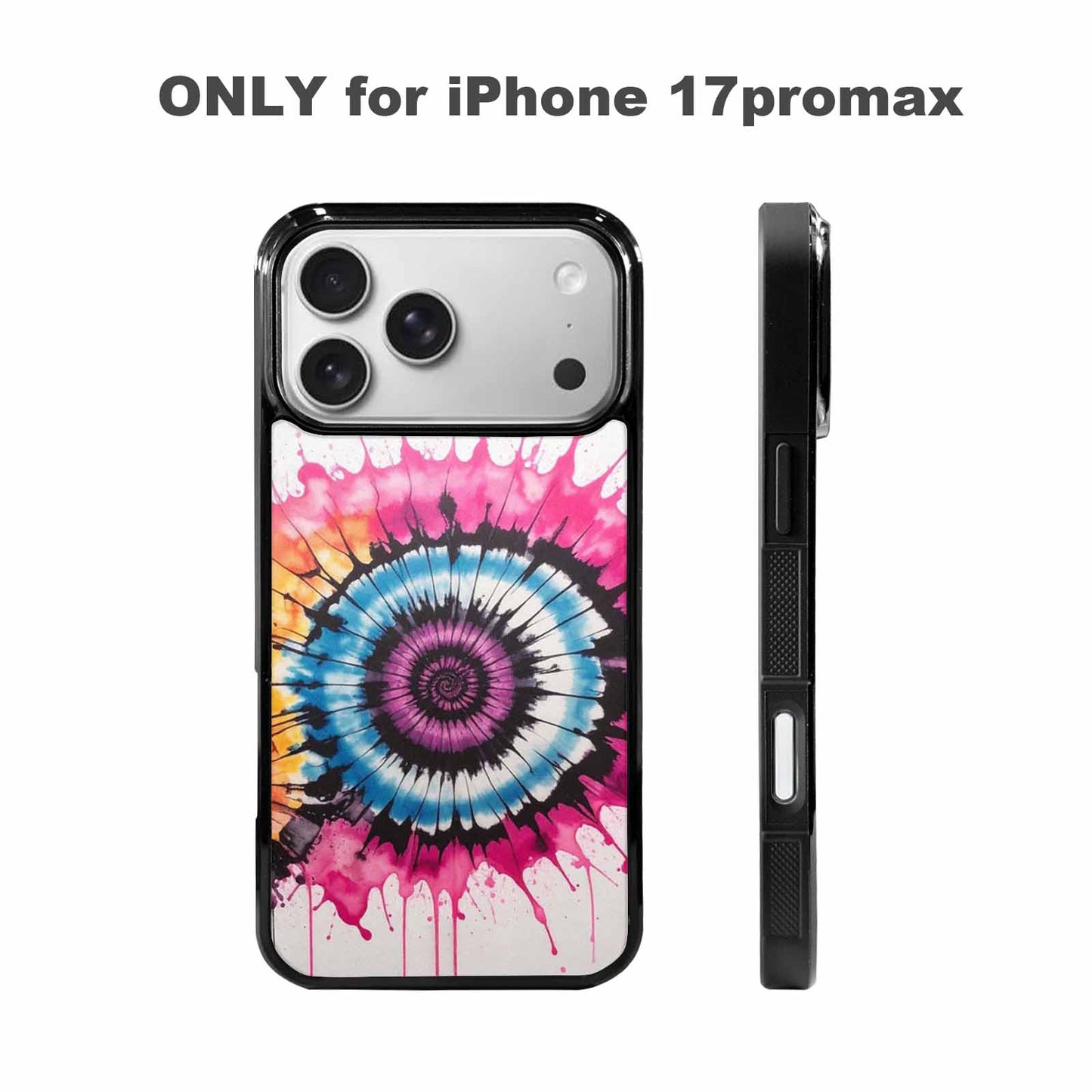 iPhone 17 Pro Max Case — Tie Dye Swirls Black Tie Dye, Custom Designed Case Cover
