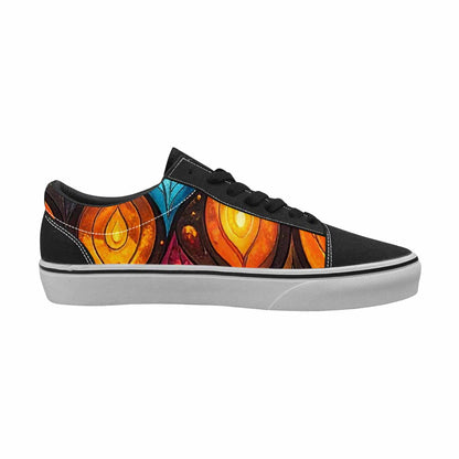 MEN'S Fire Flame Canvas Lace-Up Dark Academia Custom Sneakers