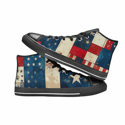 MEN'S American Flag Stars High Top Canvas Neon Fantasy Sneakers